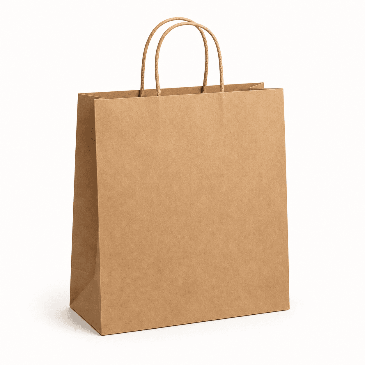 Kraft paper shopping bag in a clean studio product view